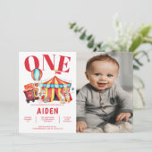 Big Top Circus Carnival 1e foto Birthday Kaart (Staand voorkant)