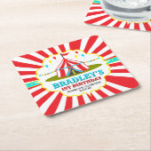 Big Top Circus Carnival 1ste verjaardag Kartonnen Onderzetters (Schuin)