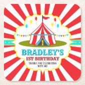 Big Top Circus Carnival 1ste verjaardag Kartonnen Onderzetters (Voorkant)