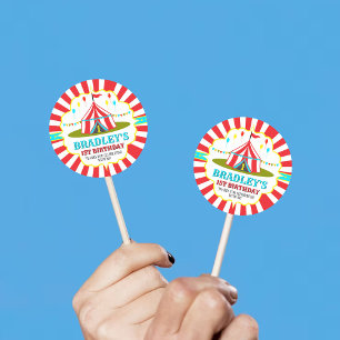 Big Top Circus Carnival 1ste verjaardag Ronde Sticker