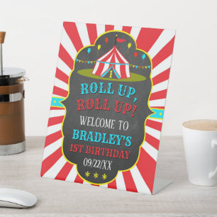 Big Top Circus Carnival 1ste verjaardag Welkom Reclamebord Met Voetstuk