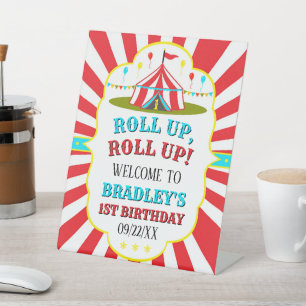 Big Top Circus Carnival 1ste verjaardag Welkom Reclamebord Met Voetstuk