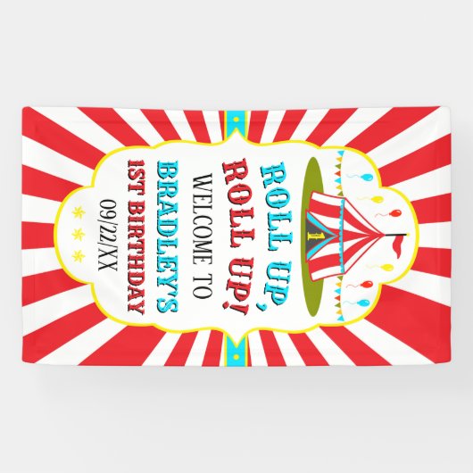 Big Top Circus Carnival 1ste verjaardag Welkom Spandoek (Horizontaal)
