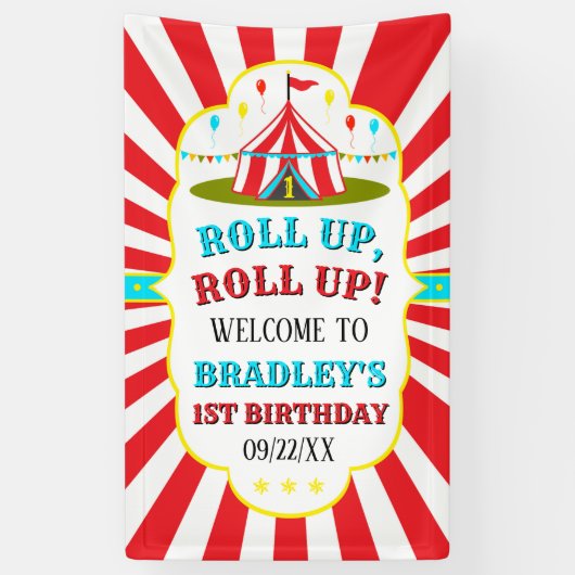 Big Top Circus Carnival 1ste verjaardag Welkom Spandoek (Verticaal)
