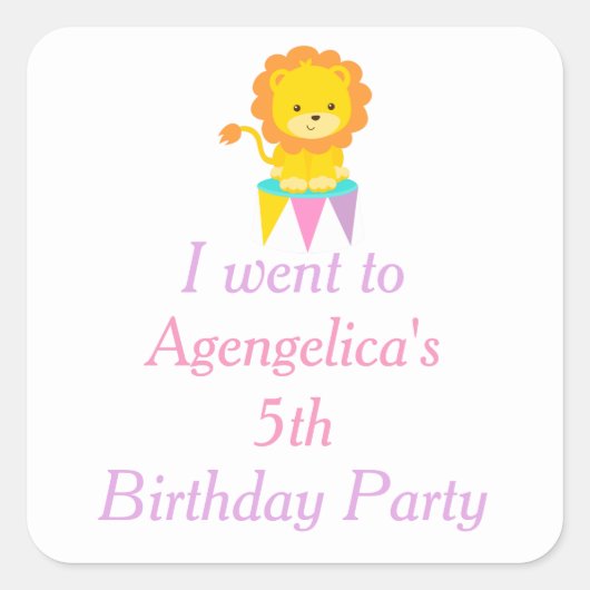 Big Top Circus Carnival Birthday 'Ik ben naar toe Vierkante Sticker (Voorkant)