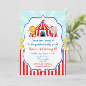 Big Top Circus Carnival Birthday in Red Kaart (Staand voorkant)