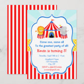 Big Top Circus Carnival Birthday in Red Kaart (Voorkant / Achterkant)