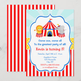 Big Top Circus Carnival Birthday in Red Kaart
