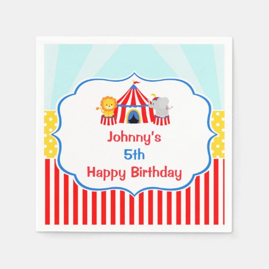 Big Top Circus Carnival Birthday in Red Servet (Voorkant)