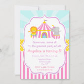 Big Top Circus Carnival Birthday in Roze Kaart (Voorkant)
