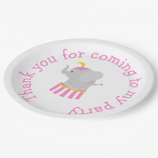 Big Top Circus Carnival Birthday in Roze Papieren Bordje (Gekanteld)