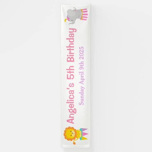 Big Top Circus Carnival Birthday in Roze Spandoek (Verticaal)