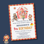 Big Top Circus Carnival Boy Fifth Birthday Kaart