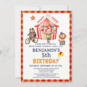 Big Top Circus Carnival Boy Fifth Birthday Kaart (Voorkant)