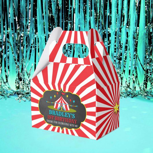 Big Top Circus Carnival Chalkboard 1ste verjaardag Bedankdoosjes