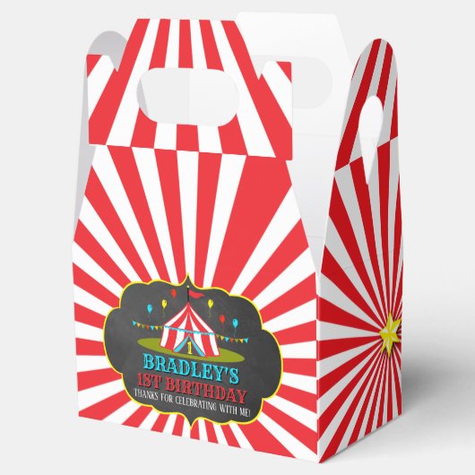Big Top Circus Carnival Chalkboard 1ste verjaardag Bedankdoosjes (Geopend)