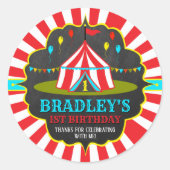 Big Top Circus Carnival Chalkboard 1ste verjaardag Ronde Sticker (Voorkant)
