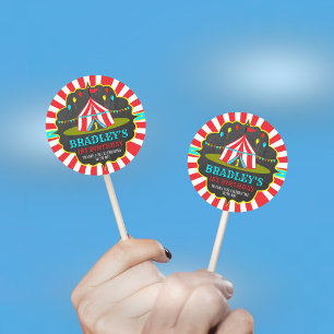 Big Top Circus Carnival Chalkboard 1ste verjaardag Ronde Sticker