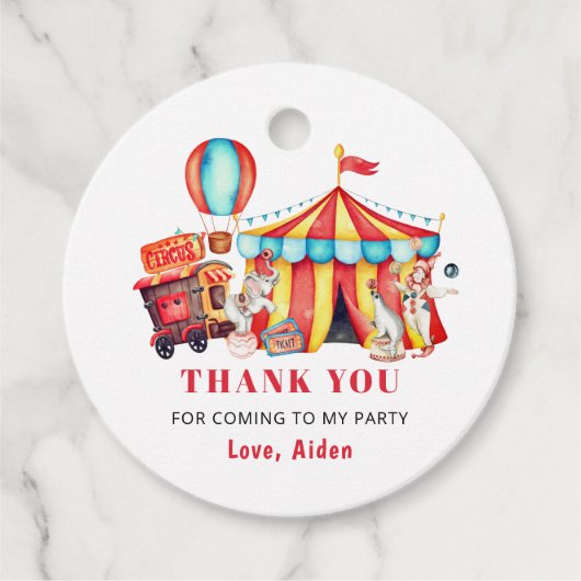 Big Top Circus Carnival Party Bedankjes Labels (Voorkant)
