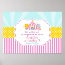 Big Top Circus Carnival Pink Birthday Poster