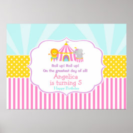 Big Top Circus Carnival Pink Birthday Poster