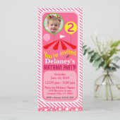 Big Top Circus Foto Fun Birthday Party | Roze Kaart (Staand voorkant)