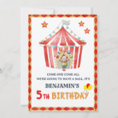 Big Top Circus Kermis Jongen 5de Verjaardag Kaart (Achterkant)