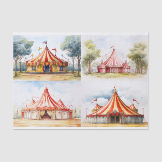 Big Top Circus Tent Collage 1 Decoupage papier (Voorkant)
