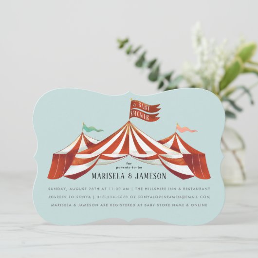 Big Top Circus Tent Couples Baby shower Kaart (Staand voorkant)