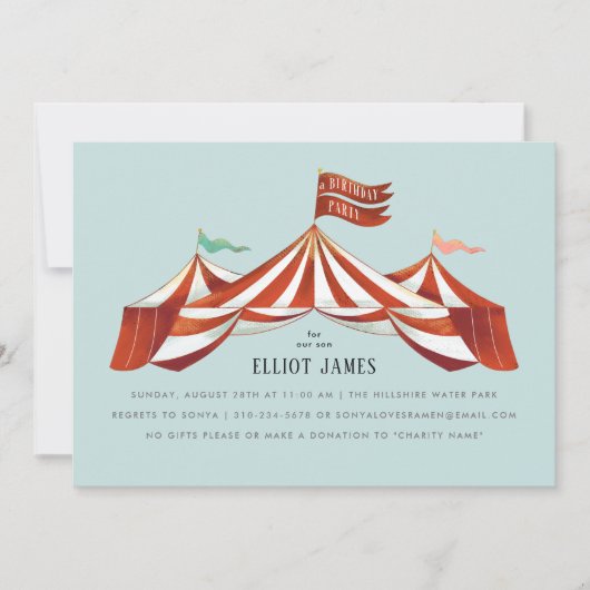 Big Top Circus Tent Gender Neutral Birthday Party Kaart (Voorkant)