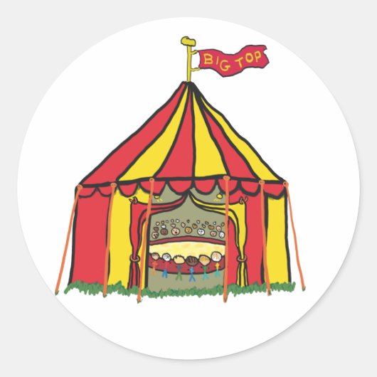 Big Top Circus Tent Ronde Sticker (Voorkant)