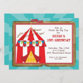 Big Top Circus-uitnodiging Kaart (Voorkant / Achterkant)