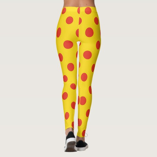 Big Top Dots: Bold Yellow & Red Polka Dot Leggings (Achterkant)