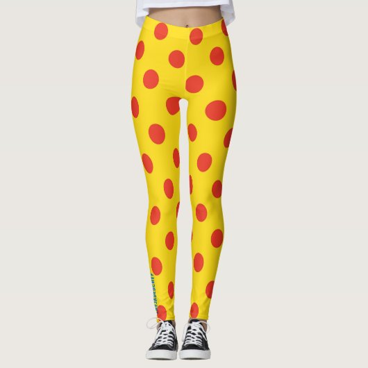 Big Top Dots: Bold Yellow & Red Polka Dot Leggings (Voorkant)