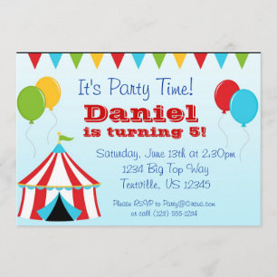 Big Top in Balloons Carnival Circus Birthday Party Kaart