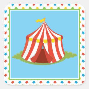 Big Top Tent   Circus Thema Vierkante Sticker