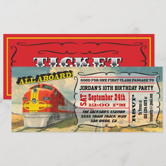 BIG  Train Ticket Birthday Kaart (Voorkant / Achterkant)