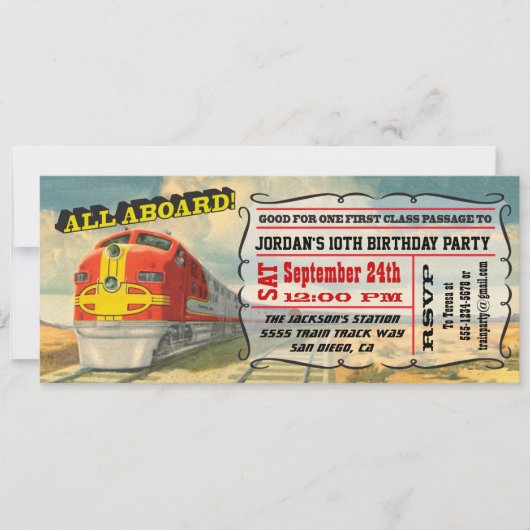 BIG  Train Ticket Birthday Kaart (Voorkant)