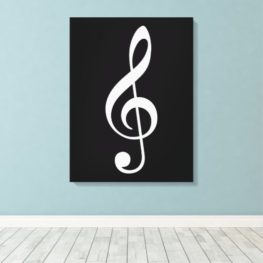 big treble clear musical note canvas afdruk (Insitu (Houten vloer))