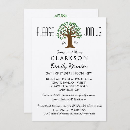 Big Tree Family Reunion Info Verpakte Uitnodiging (Voorkant / Achterkant)