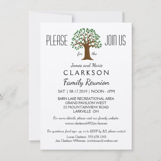 Big Tree Family Reunion Info Verpakte Uitnodiging (Voorkant)