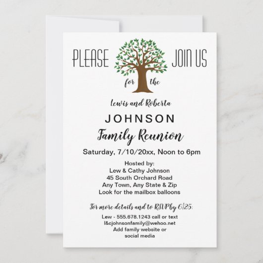 Big Tree Logo Family reünie of uitnodiging voor ee (Voorkant)