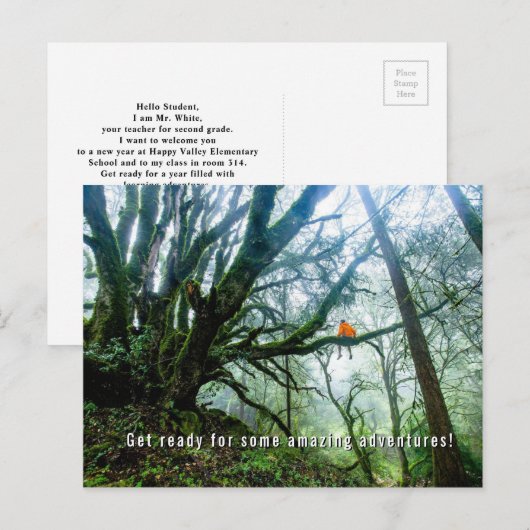 Big Trees Amazing Adventure Teacher Note Briefkaar Feestdagenkaart (Voorkant / Achterkant)