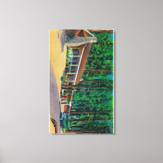 Big Trees Lodge in de Mariposa Grove Canvas Afdruk (Voorkant)