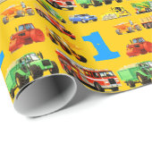 Big Truck 1st Birthday Cadeaupapier (Rol Hoek)