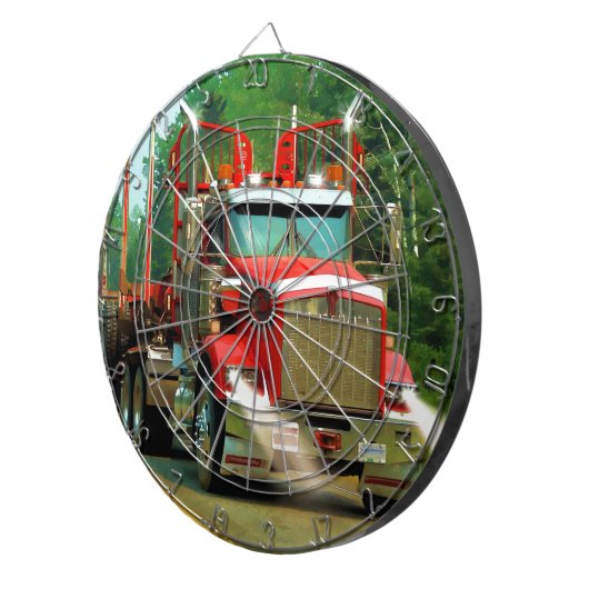 Big Truck en Highway Art voor vrachtwagenliefhebbe Dartbord (Voorkant Rechts)