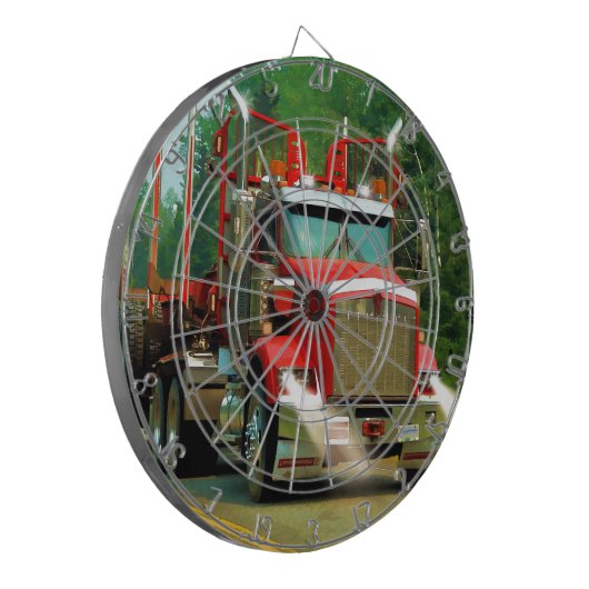 Big Truck en Highway Art voor vrachtwagenliefhebbe Dartbord (Voorkant Links)
