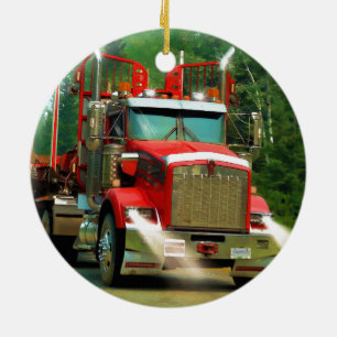 Big Truck en Highway Art voor vrachtwagenliefhebbe Keramisch Ornament