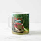 Big Truck en Highway Art voor vrachtwagenliefhebbe Koffiemok (Voorkant links)