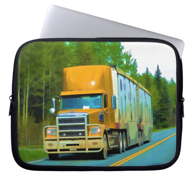 Big Truck en Highway Art voor vrachtwagenliefhebbe Laptop Sleeve (Voorkant)